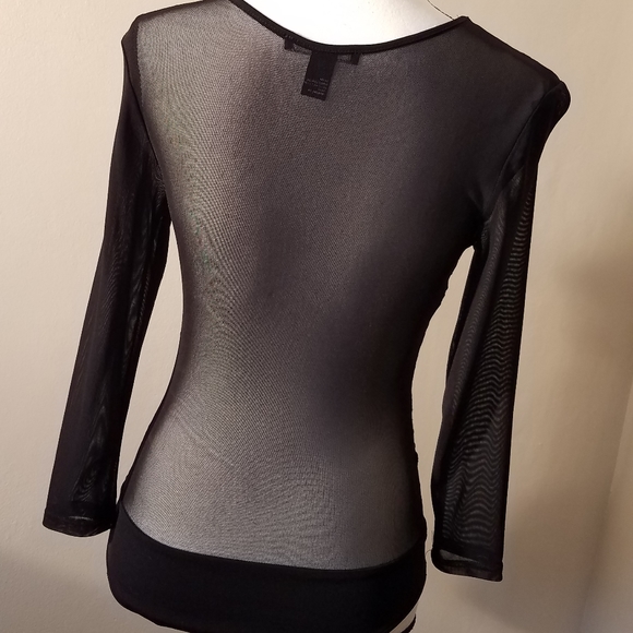 Sold! FOREVER 21 Women's Sheer Black Lace Body Suit - Picture 3 of 4